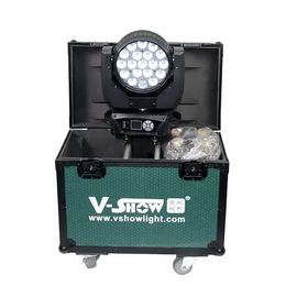 V-Show 2 stuks met flycase Moving Head Light 19x15W RGBW 4IN1 Aura Zoom Wash met opvouwbare klem voor DJ Disco en Party