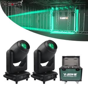 V-Show 2pcs con Flycase Moving Head Light 200w Zoom Beam Spot Lave 3in1 Goku LED LED con abrazadera plegable para exhibiciones de iluminación de la fiesta del club de discoteca