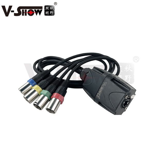 Adaptador V-Show DMX-RJ45 Divisor de cabo RJ45/4 x XLR 3 pinos machofêmea