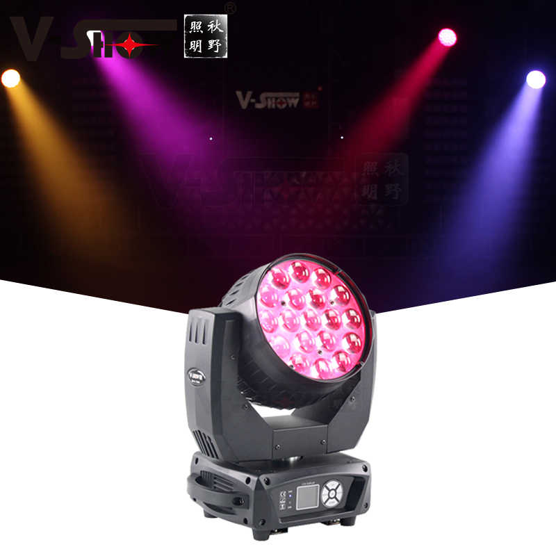 V-Show Aura Zoom Wash Moving Head Light 19x15W RGBW 4IN1 DMX for stage