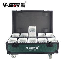V-Show Batterij Uplight 6x18w RGBWA + UV 6 in 1 led par licht draadloze batterij Afstandsbediening 10 stuks met oplaadcassette