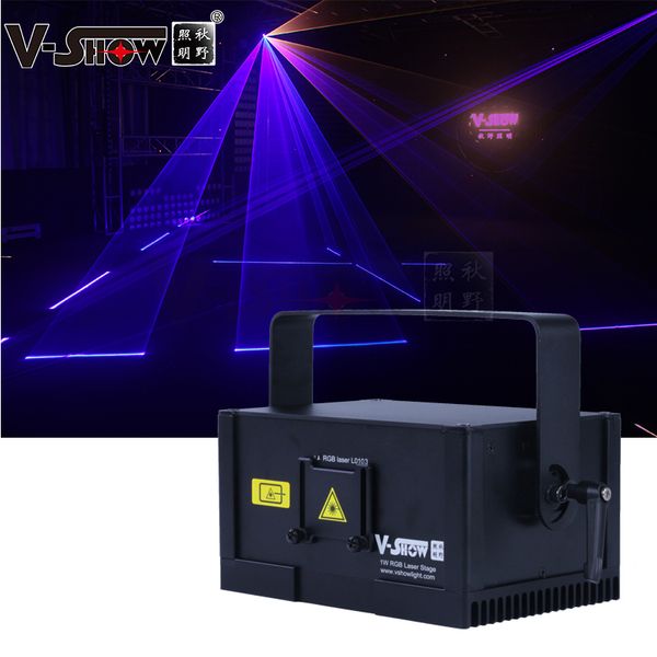 V-show Animation 1W luz láser RGB proyector de iluminación de escenario de alta potencia DMX512 ILDA para discotecas, eventos de bodas