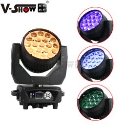 V-show lampe à tête mobile 19x15W RGBW 4 en 1 Aura Zoom Wash avec pince pliante pour Dj Disco et fête