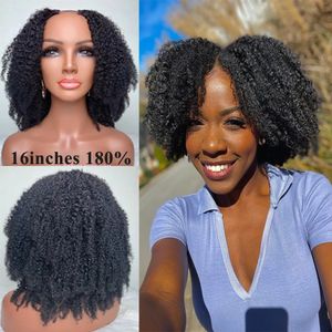 V U Part perruque 100% cheveux humains sans laisser de côté brésilien Afro crépus bouclés perruques pour les femmes noires sans colle sans colle Vs pièces Curl