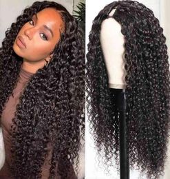 V u partie Wig Hoils Human No Laissi Out Out Brésilien Curly Skiny S pour les femmes Glueless Glue 2207079218201