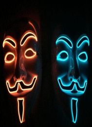 V Vendetta EL fil masque de fête Halloween masques mascarade carnaval PVC fête décoration Cosplay Guy Fawkes taille adulte HJIA8669791589