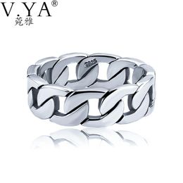 V YA 100% 925 Sterling Zilveren Ring Punk Ring Cyclus Ketting Vinger Ringen voor Mannen Fijne Sieraden Big Size paar Ring Mannen Jewelry2996