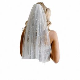 V05 Classic Pearls Bridal Veils avec peigne Veil de mariage Cathédrale Longueur Single Tier Raw Edge Beauty Bride Wedding Acnitions G9yk #