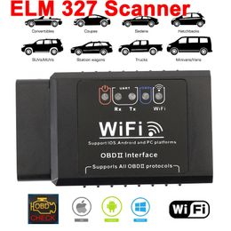 V1.5 WiFi ELM327 Lecteur de code de voiture dans le téléphone Android / iOS ODB2 Codes d'erreur se déplacer par téléphone application gratuite obd2 mini scanner wifi elm327