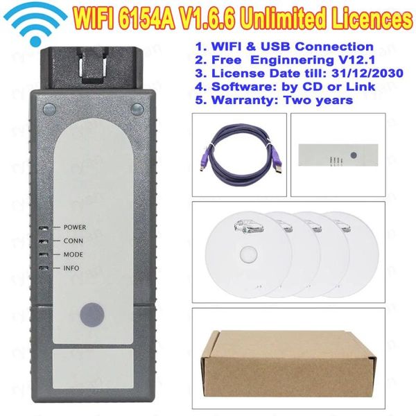 V1.66 Scanner de diagnostic de voiture Forvag 6154 WiFi Full Chip FW V1.6.6 OBD2 Code Reader Togramming