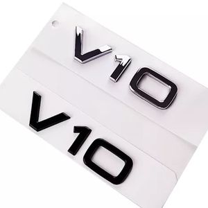 V10 Chrome Brillant Noir Logo Badge Autocollant pour Audi TT RS7 SQ5 A8L Lettre Numéro Emblème Car Styling Fender Côté Coffre Décorer Plastique ABS