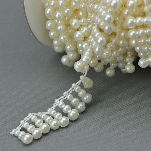 V20 10 mètres crème / blanc demi-rond perle guirlande de mariage mariage bande de garniture garniture ruban Deco