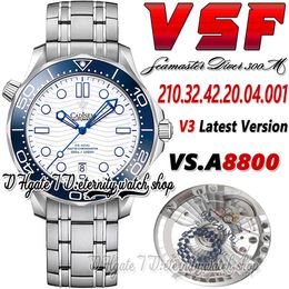 V3 Diver 300M Reloj para hombre sv522.30.42.20.04.001 vsf8800 Automático Cerámica azul Bisel Textura blanca Dial Pulsera de acero inoxidable 2020 Tokio Versión limitada Relojes de eternidad