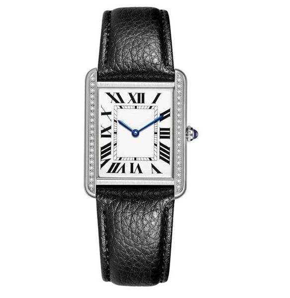 V3 Top AAA Hommes Femmes Diamant Lunette Montres Géométrique Rectangle Réservoir Must Série Mode Casual En Cuir Véritable Montres À Quartz Ultra Mince Dame Montres Étanches