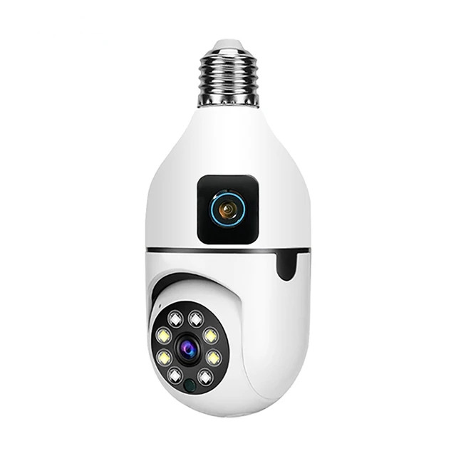 V380 1080P WIFI Dual Lens Bulb Camera Wireless PTZ IP Camera Video Night Vision Two Way Audio Indoor Network Video Surveillance