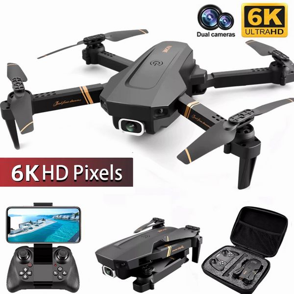 Dron V4 6K 4K HD, cámara Dual, gran angular, WIFI, FPV, RC, cuadricóptero plegable con retención de altura, transmisión en tiempo Real, juguetes de regalo