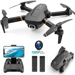 Dron plegable V4 con cámara HD de 1080p para adultos y niños, cuadricóptero con video en vivo FPV de gran angular, vuelo de trayectoria, control de aplicaciones, Optica