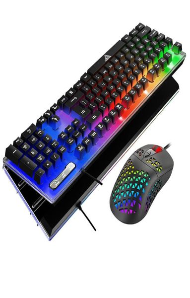 V4 Clavier de jeu mécanique et combos de souris Définir l'arc-en-ciel LED USB câblé pour les ordinateurs portables PC Kit3931642