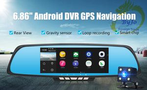 V40 Auto DVR Camera GPS 6.86 Inch Android Dual Lens Achteruitkijkspiegel Video Recorder FHD 1080P WIFI FM Automobiel DVR Mirror Dash Cam