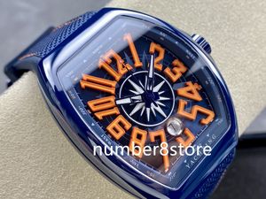 V45 Yachting blauw keramiek herenhorloge 9015 automatisch 28800vph 72H gangreserve luxe horloges saffierkristal Tonneau designer polshorloge top