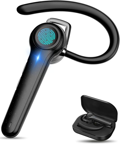 Auriculares Bluetooth de conducción ósea V5.0, aijo inalámbrico de una sola oreja con micrófono, auricular Bluetooth impermeable IPX7, cancelación de ruido de IA