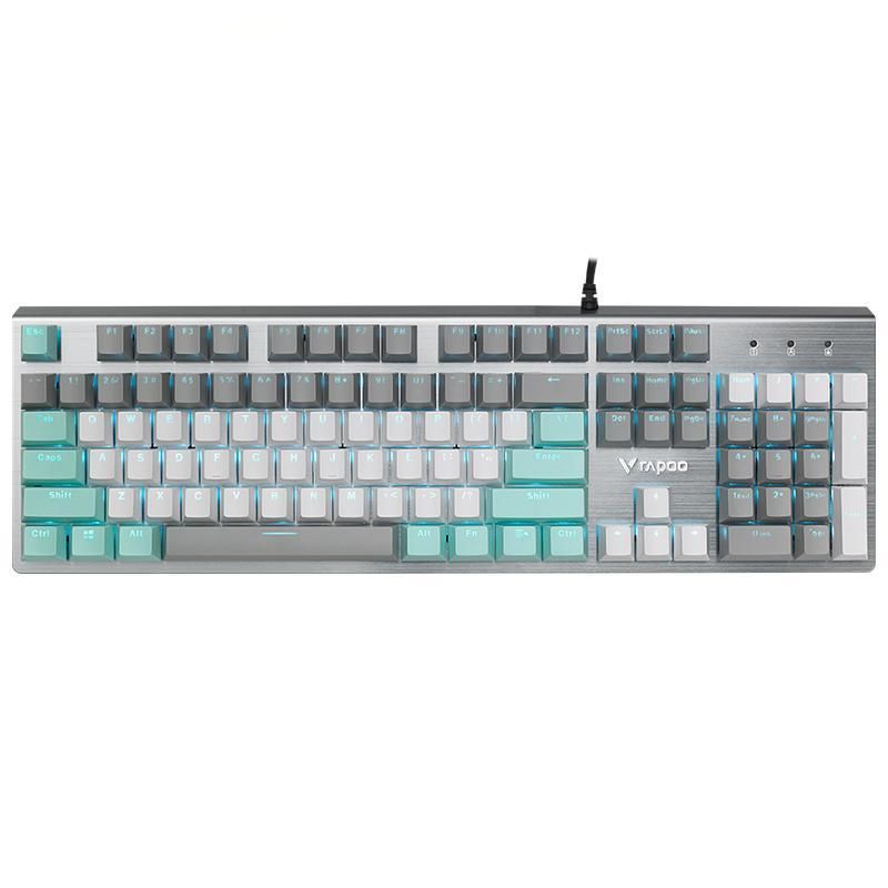 v530 backlit mechanical wired gaming keyboard with sliver shaft ice blue backlight system 104 keys grey