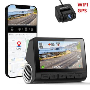 V55 Cámara de salpicadero IPS de 3 pulgadas GPS incorporado WIFI 1080P DVR para coche Cámara de salpicadero de doble lente Dashcam Grabadora de vídeo gran angular Cámara trasera Visión nocturna