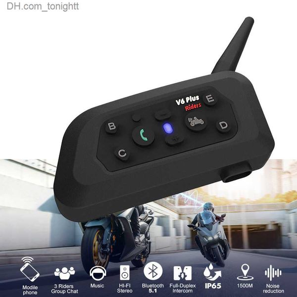 V6 PLUS moto Interphone Bluetooth sans fil 6 coureurs 1200m casque étanche 850mAh Interphone Q230830