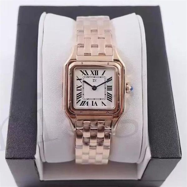 V6 Reloj romano Reloj de diseño para mujer Pareja Relojes de diamantes Movimiento de cuarzo Reloj dorado Hecho de acero inoxidable de alta calidad Nob272N
