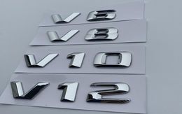 V6 V8 V10 V12 Letternummer Chrome Emblem Logo voor Mercedes Benz C200 E300 Auto Styling Fender Fender Dispatr Capaciteit Mark Sticker8687278