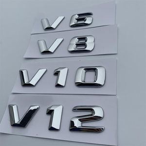 V6 V8 V10 V12 Letternummer Chrome Emblem Logo voor Mercedes Benz C200 E300 Auto Styling Fender Fender Dispatr Capaciteit Mark Sticker300T