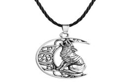 V7 Antique Moon Howling Wolf Pendant Valknut Odin 039S Symbole de Norse Viking Warriors Collier pour Men8796946