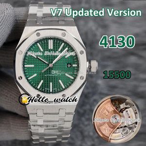 V7 Bijgewerkte versie 41mm herenhorloges groene textuur wijzerplaat 4130 hele automatische herenhorloge roestvrij stalen armband Hallo_watch