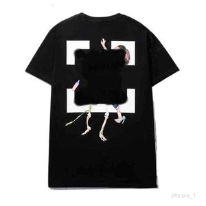 V75W Off Heren t-shirts offs Summer Fashion White en meisjes Dancing Oil Painting Short Sleeve unisex t-shirt bedrukte letter de achterafdruk