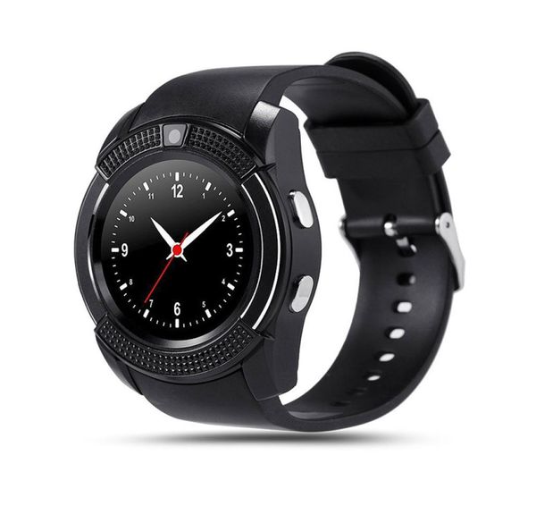 V8 Bluetooth montre intelligente Smartwatch montres de téléphone avec fente pour carte Sim TF horloge connectivité Bluetooth pour téléphone Android ios I77plu8226659