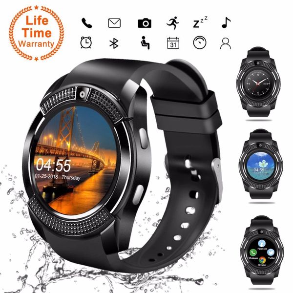 V8 GPS Smart Watch Bluetooth Smart Touch Screen Reloj de pulsera con cámara Ranura para tarjeta SIM Reloj inteligente a prueba de agua para IOS Android iPhone Watch