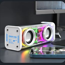 V8 Transparante Mecha Muziek Sers Bluetooth 50 Draadloze Bass Diafragma Subwoofer TWS RGB Licht Mini Party Loudser 240126