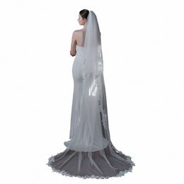 v868 luxueux Chapelle de mariage Veil nuptial 2-T en dentelle douce en dentelle appliquée mariée lg veille blanche femmes acorices de mariage o7sp #