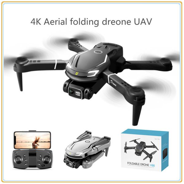 V88 4k HD Cámara dual Fotografía aérea plegable de cuatro ejes con batería de módulo Drone