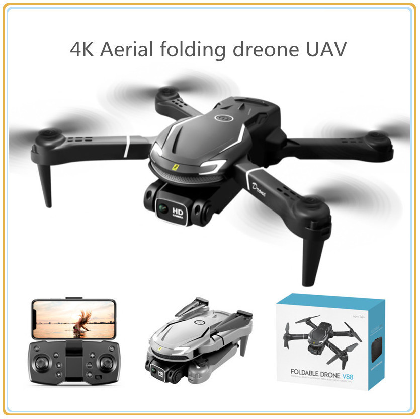 Drone v88 com câmera 4k hd, câmera dupla de quatro eixos, dobrável, fotografia aérea, drone com bateria de módulo de drone
