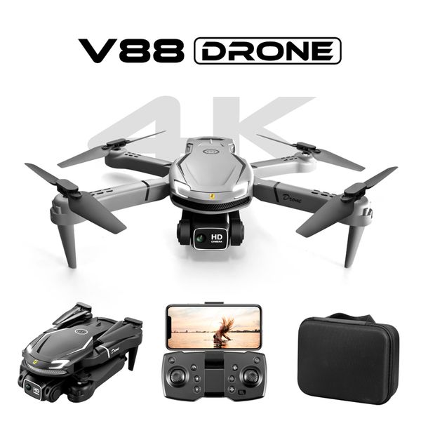 V88 WiFi FPV 4K Dual HD Camera Altitude Hold Mode Hold Rc Drone Drone Quadcopter RTF 360 Roll Gesture Photography Amosphérique Hover jouet