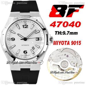 V8F Overseas 47040 Ultra-Thin Miyota 9015 Automatische Mens Horloge 42mm Silver Texture Dial Stick Markers Zwart Rubberen Strap Super Edition Horloges Puretime C3