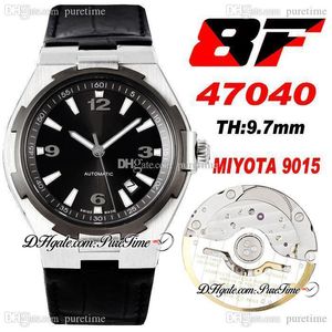 V8F Overseas 47040 Ultra-Thin Miyota 9015 Automatische Mens Horloge 42 Titanium Bezel Black Dial Stick Markers Lederen band Super Edition Horloges Puretime B2