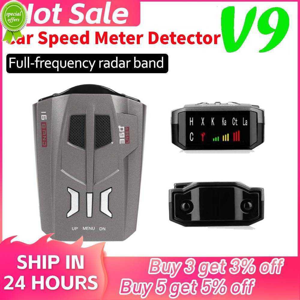 Detector de radar automotivo v9 v7 e8, controle de velocidade do veículo, alerta de voz, aviso em inglês, russo, controle de velocidade, x k, ka ban, antiderrapante