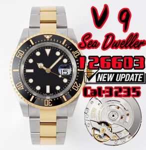v9 m126603 Sea Dweller Reloj de lujo para hombre 3235 Movimiento mecánico 904L acero inoxidable 44 mm, reloj de buceo de ocio de negocios bisel de cerámica uno