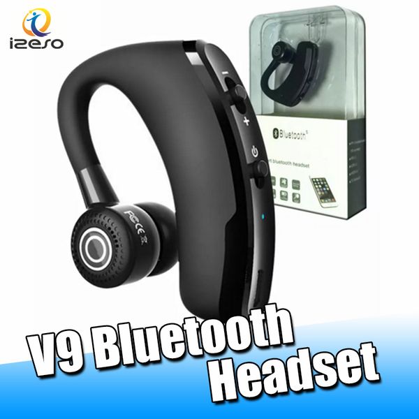 V9 Casque Bluetooth sans fil Casque CSR 4.1 Business Stéréo In-Ear Écouteurs sans fil avec micro Commande vocale avec emballage de vente au détail izeso