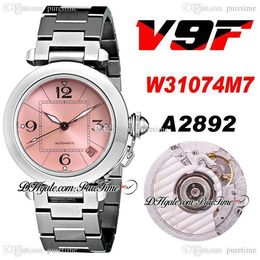 V9F 35mm W31074M7 A2892 Automatische Womens Watch Steel Case Pink Dial RVS Bracelet Ladies Horloges Best Edition Puretime D4