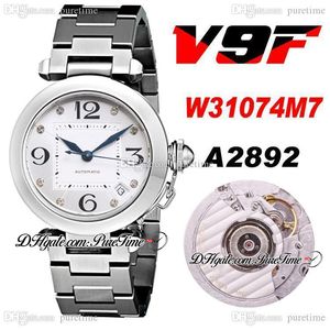 V9F 35mm W31074M7 A2892 Montre Femme Automatique Boîtier Acier Cadran Argent Diamants Bracelet Acier Montres Femme Meilleure Édition Puretime c3