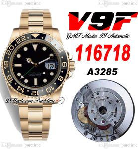 V9f GMT II A3285 Automatic Mens Watch V4 126718 40 18K Gold Gold C￩ramique C￩raque Noir 904L Bracelet Oystersteel Super Edition M￪me s￩rie Card PureTime A1
