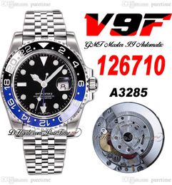 V9F GMT II BATMAN A3285 Automatische heren Watch V4 40mm 126710 Blue Ceramic Bezel Black Dial 904L Jubileesteel Bracelet Super Edition dezelfde serie kaart Puretime D4